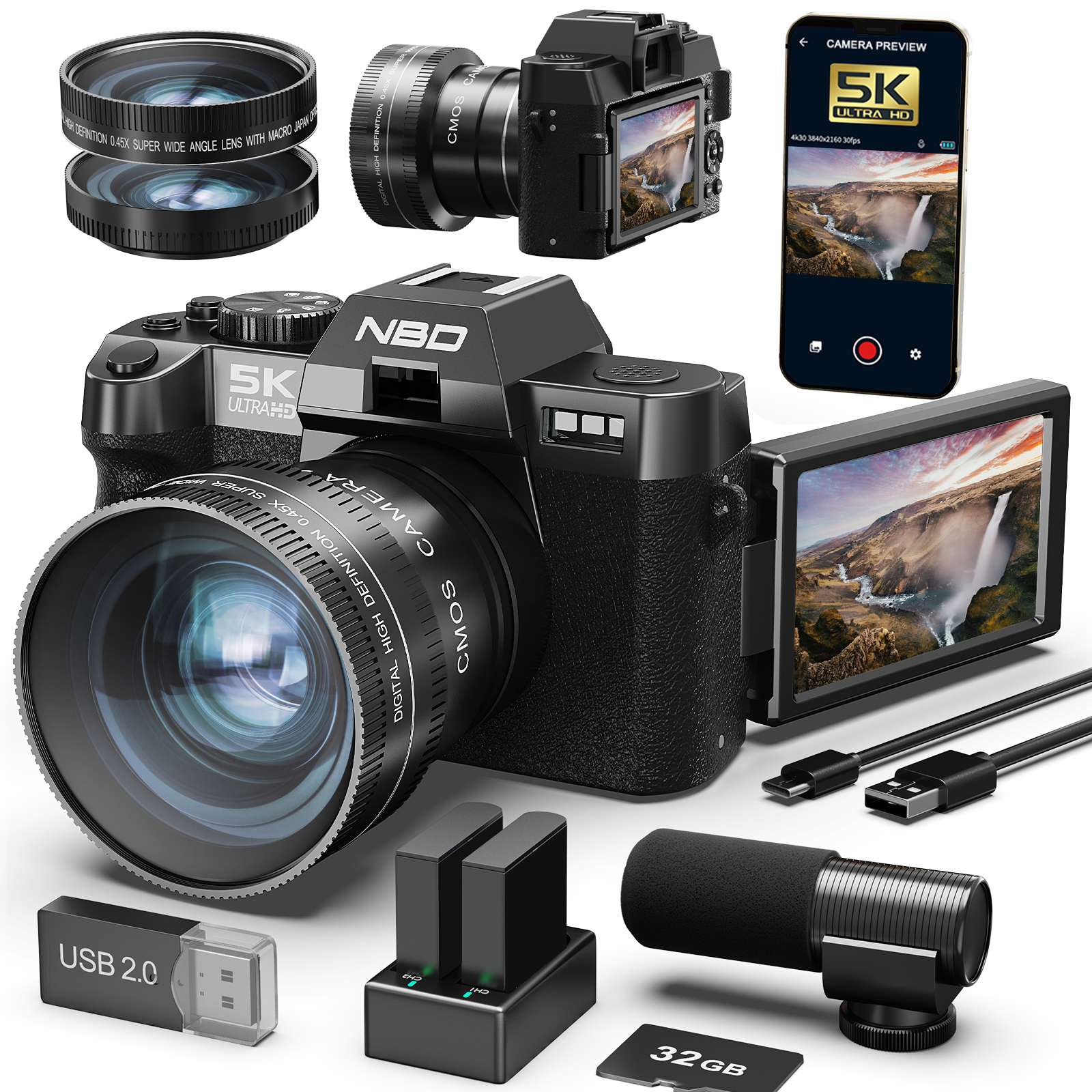 Japanese Lifestyle Gifts - NBD 48MP&4K Digital Cameras for Photography