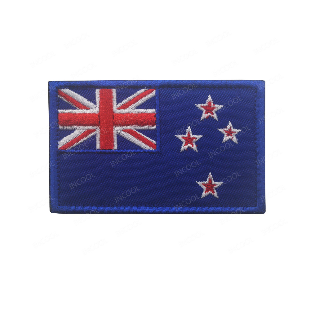 Furoshiki Wrap Cloth - Embroidered Flag Patches New Zealand Silver