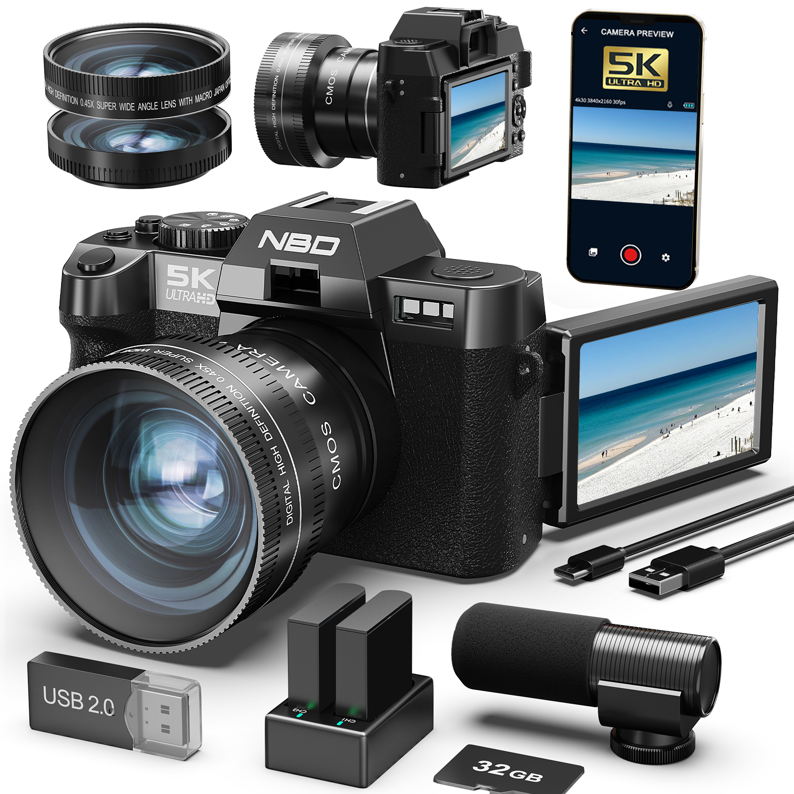 NBD Digital Cameras 5K&48MP Ph - Japanese Lifestyle Gifts のレビューと価格