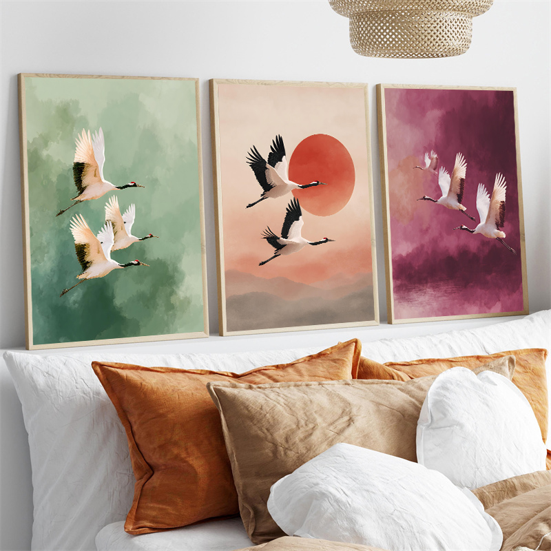 Vintage Crane Flying Birds Flo - Japanese Lifestyle Home のレビューと価格