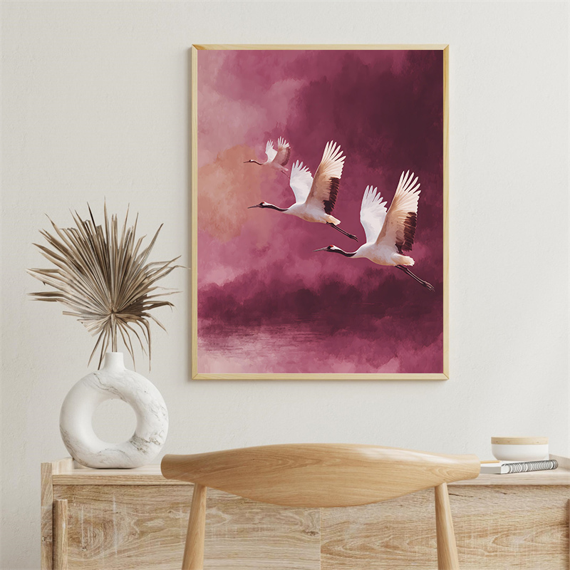 Vintage Crane Flying Birds Flo - Japanese Lifestyle Home のレビューと価格