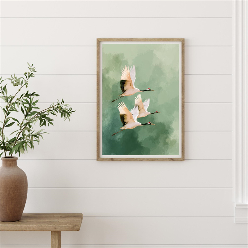 Vintage Crane Flying Birds Flo - Japanese Lifestyle Home のレビューと価格