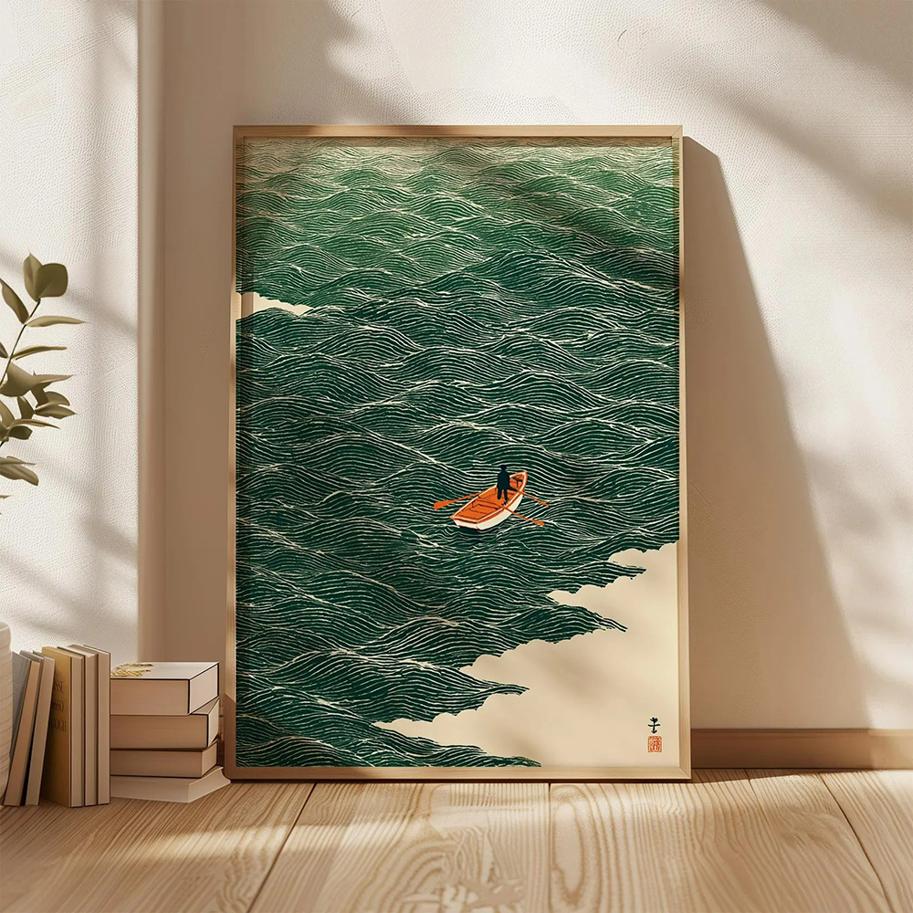Japanese Wave Art Boat at Sea  - Japanese Lifestyle At Home のレビューと価格