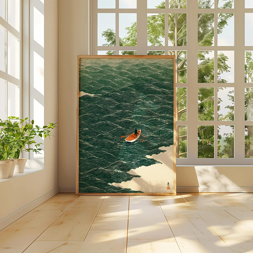 Japanese Wave Art Boat at Sea  - Japanese Lifestyle At Home のレビューと価格