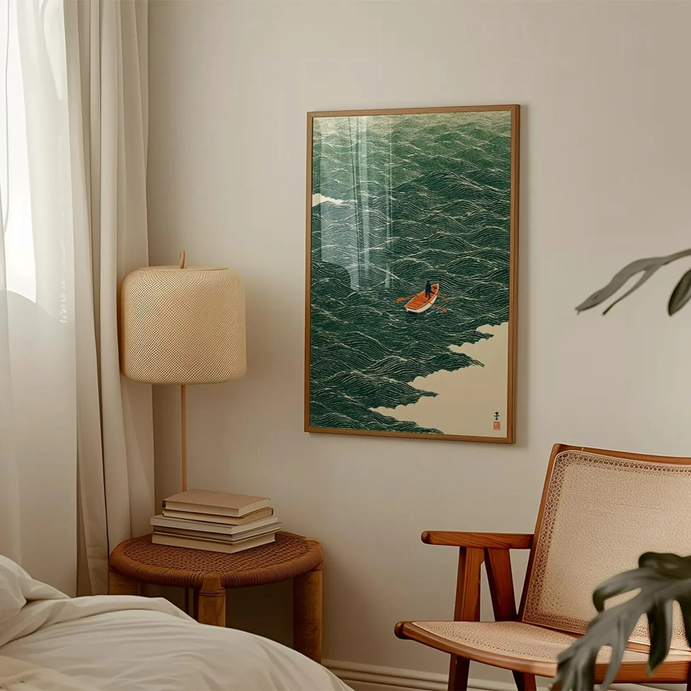 Japanese Wave Art Boat at Sea  - Japanese Lifestyle At Home のレビューと価格