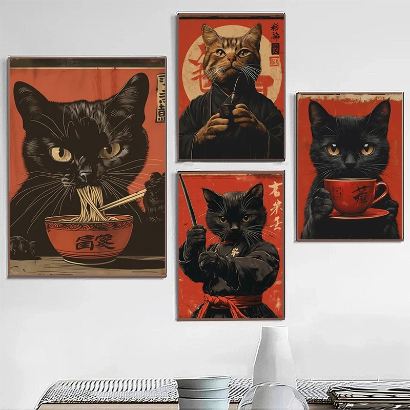 Japanese Edo Style Black Cat E - Japanese Lifestyle Home のレビューと価格