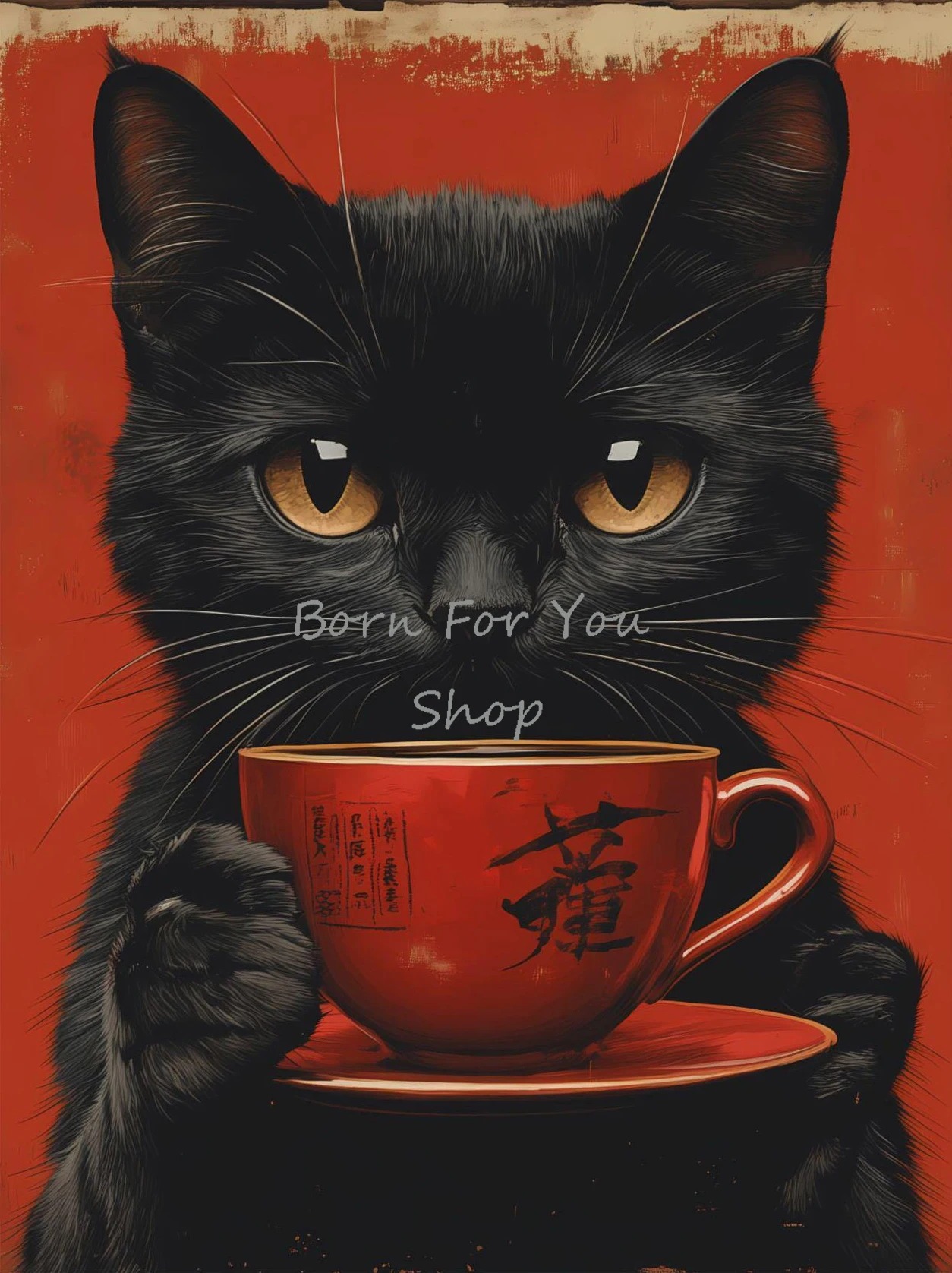 Japanese Edo Style Black Cat E - Japanese Lifestyle Home のレビューと価格
