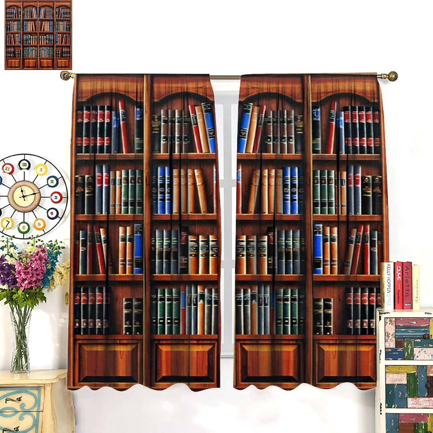 Retro Bookcase Curtains,Vintag - Japanese Lifestyle Books のレビューと価格